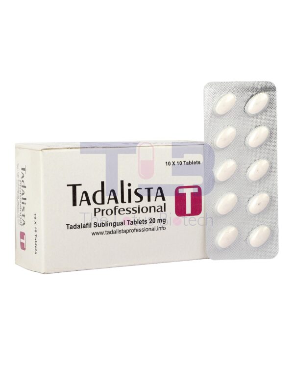Tadalista Professional (front & tablets)- ED pill for men- contains Tadalafil
