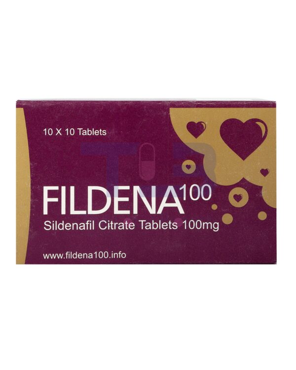 Fildena 100 (Front)- ED pill for men- contains Sildenafil Citrate